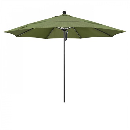 California Umbrella 11' Black Aluminum Market Patio Umbrella, Olefin Terrace Fern 194061333754